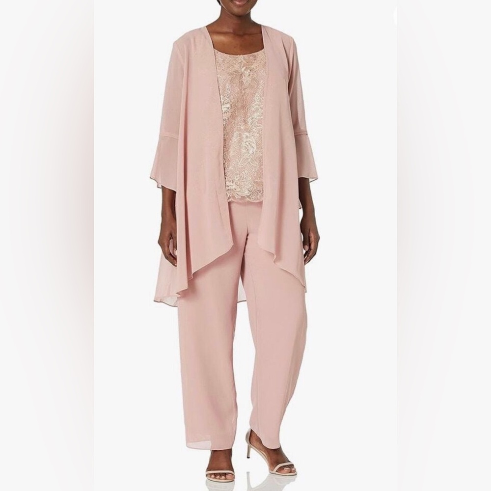 Three piece pantsuit set with lace camisole -very elegant!